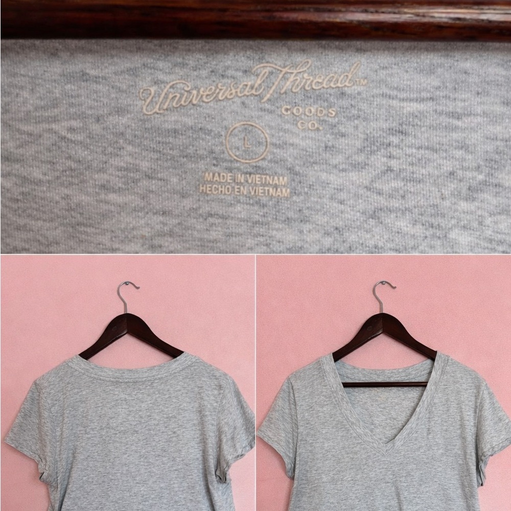 Universal Thread Women's Light Gray V-Neck Tee
